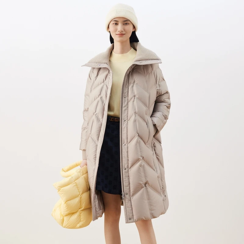 大雅家firststation时尚针织大翻领保暖羽绒服女24秋冬新款Y222A