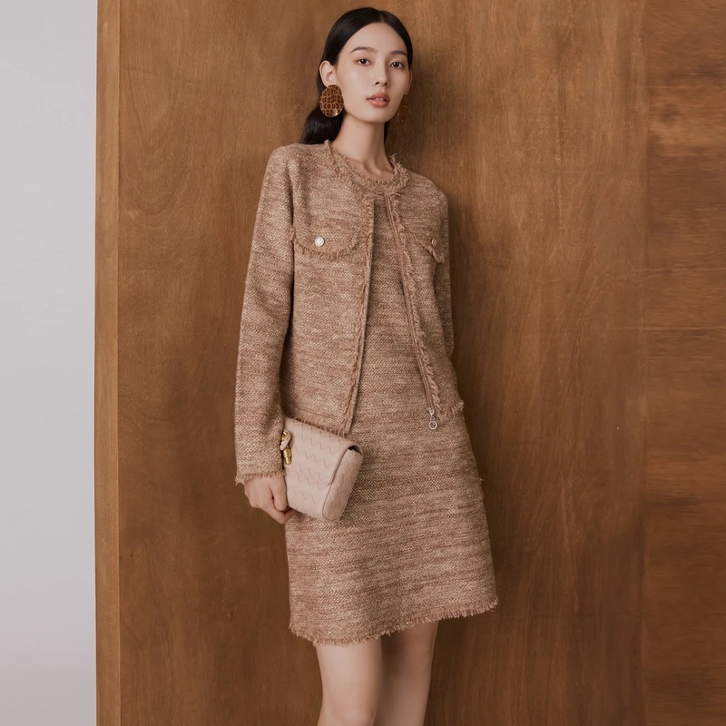 大雅家firststation经典圆领小香风针织开衫女24秋冬新款9193A