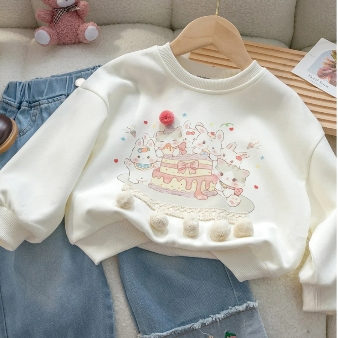 女童秋冬季卫衣2025新款可爱洋气中小童加绒加厚儿童女孩宝宝上衣