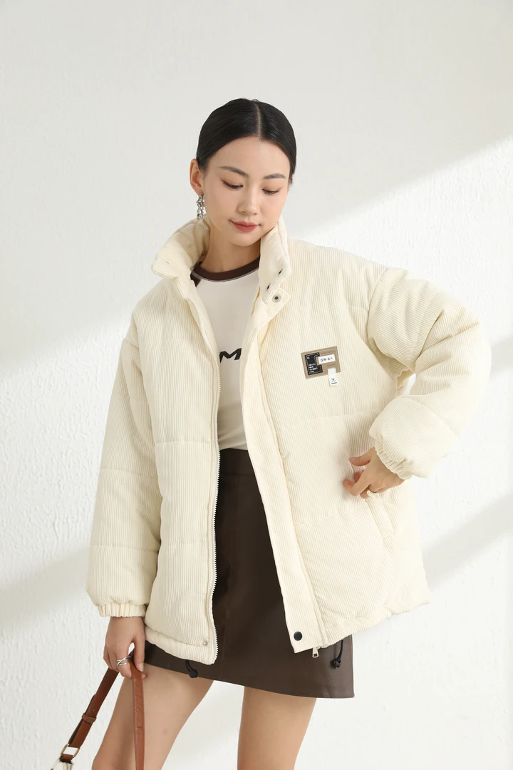 2024灯芯绒新款棉服女加厚高级感情侣工装面包服美式冬季外套