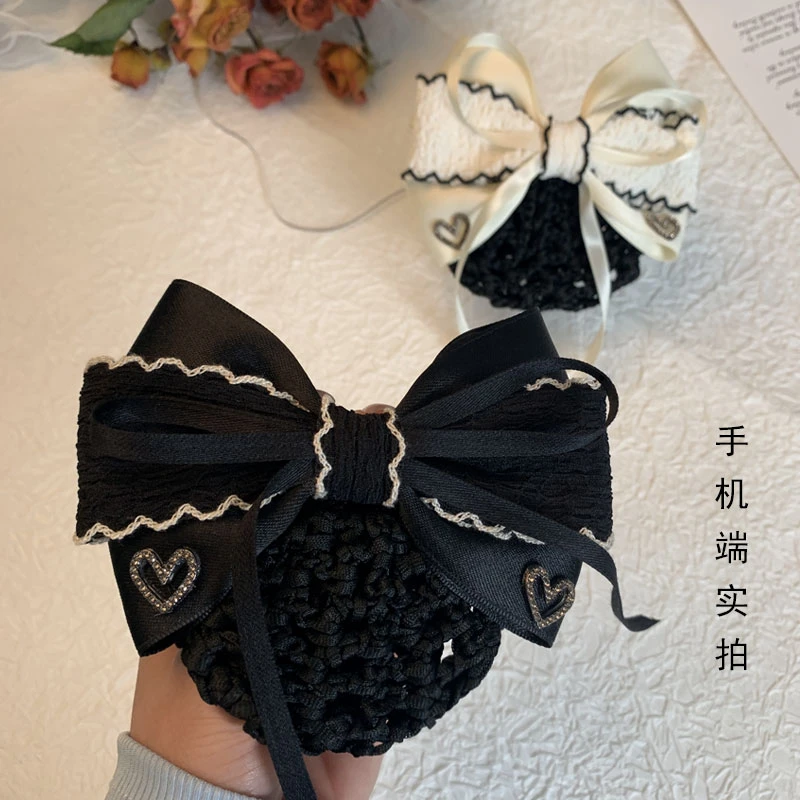 夏季小香风护士头花网兜女职业发网优雅盘发蝴蝶结酒店工作发饰夹