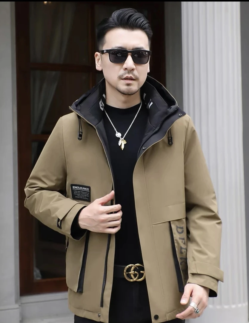 短款衣长75厘米GTR男士新款休闲商务派克连帽冬季加厚保暖户外