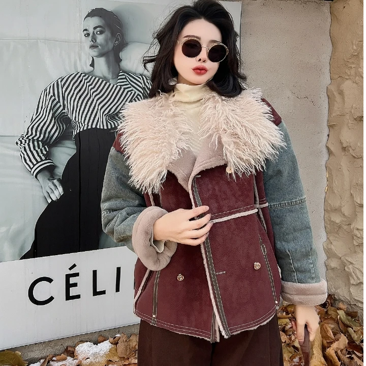300斤无压力皮毛一体外套7921时尚百搭气质网红款设计师秋冬