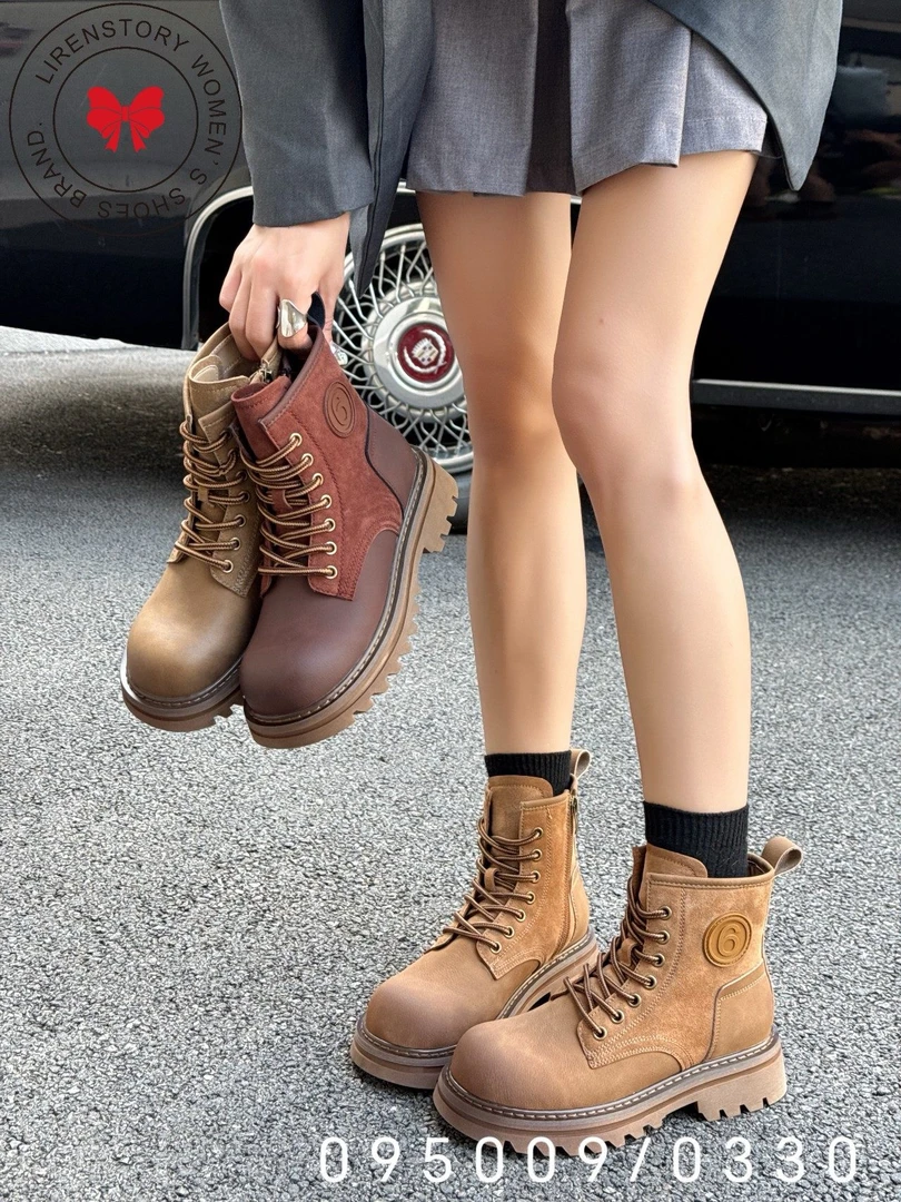 （丽人故事）095009女士英伦风马丁靴（加薄绒）