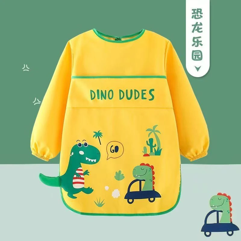 儿童画画罩衣护衣防水防脏绘画美术围裙幼儿园长袖宝宝加长围兜