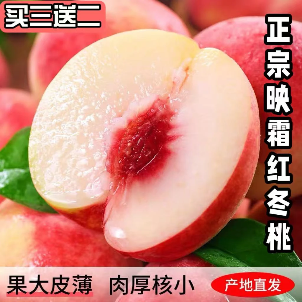 冬桃正宗映霜红脆甜可口新鲜采摘套袋种植蜜桃大白桃