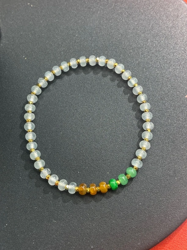 天然翡翠A货 缅料彩虹算盘珠