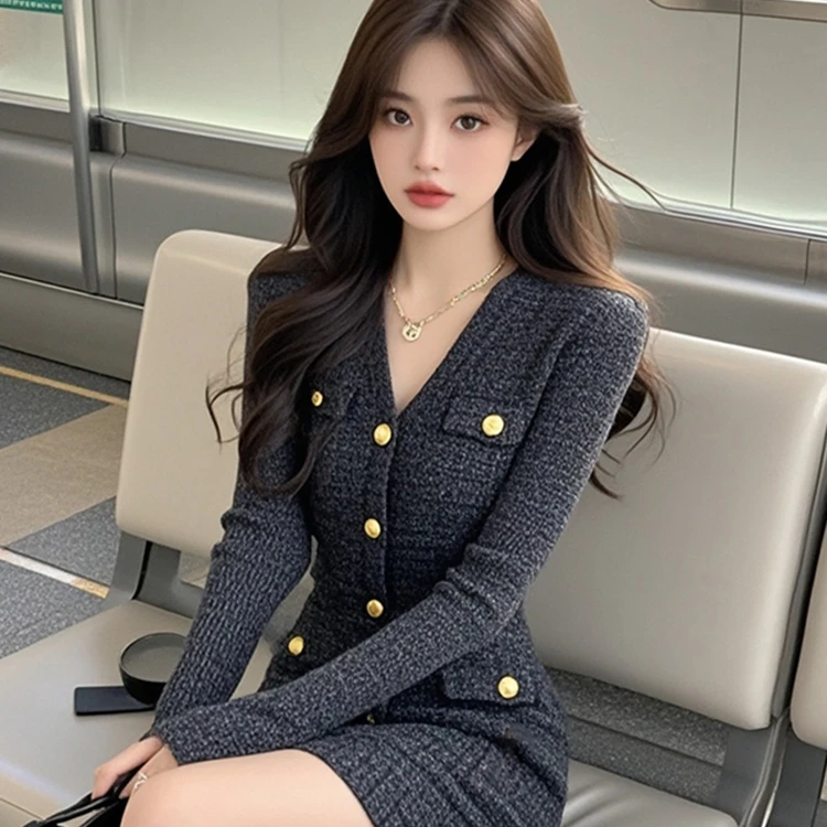 【B Y】小香风洋气减龄连衣裙法式温柔风a字短裙子2024秋季时尚