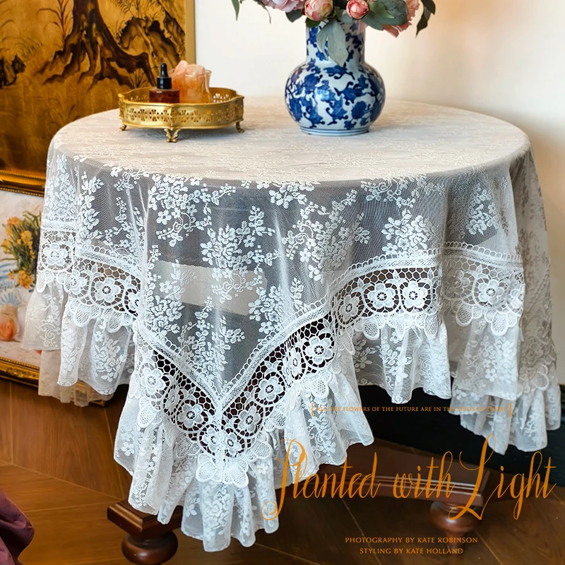 【唯美刺绣】法式复古刺绣桌布多功能盖巾圆桌茶几装饰台布多用罩