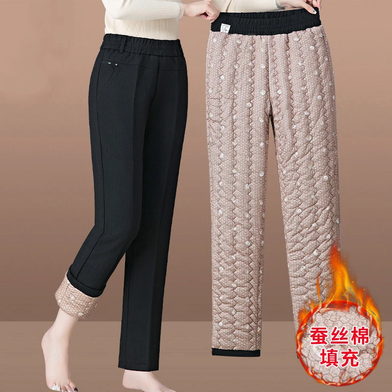 中年妈妈冬装加厚棉裤外穿加绒加厚中老年裤子女秋冬大码保暖长裤