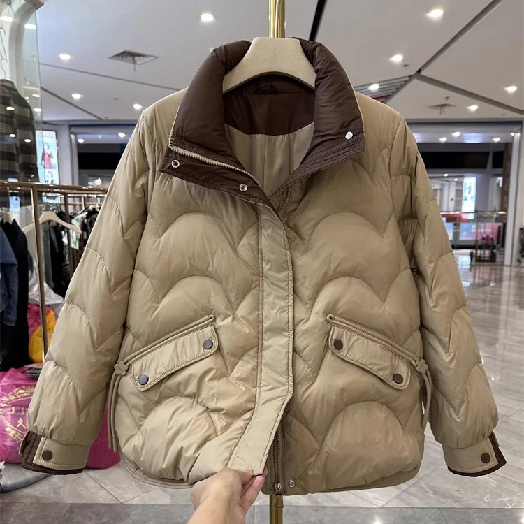 时尚妈妈装立领短款羽绒服冬季新款洋气减龄面包服外套中老年上衣