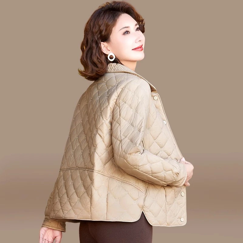 妈妈秋装2024新款夹棉外套洋气中老年女装秋冬轻薄棉服休闲小棉袄