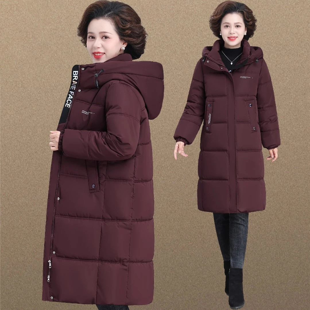 中年妈妈冬装棉袄外套长款大码洋气中老年女秋冬羽绒棉服保暖棉衣