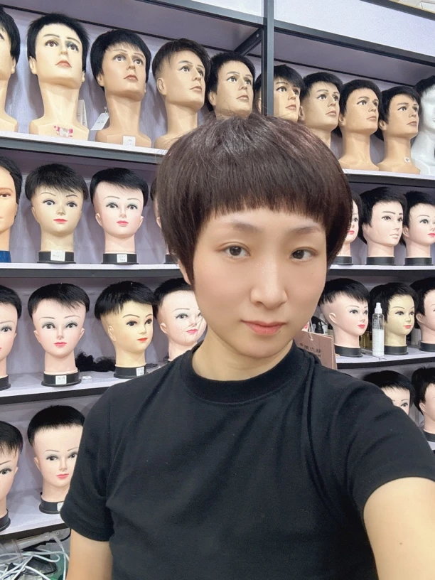 机制优质真发短直发齐斜刘海个性干练款