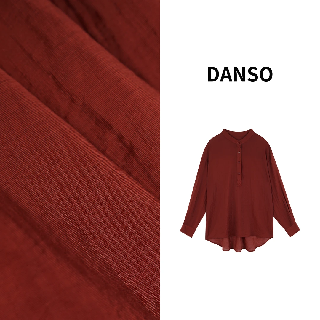 DANSO【波尔多】玉美华夏季时尚高级复古天 丝纯色衬衫YY0022