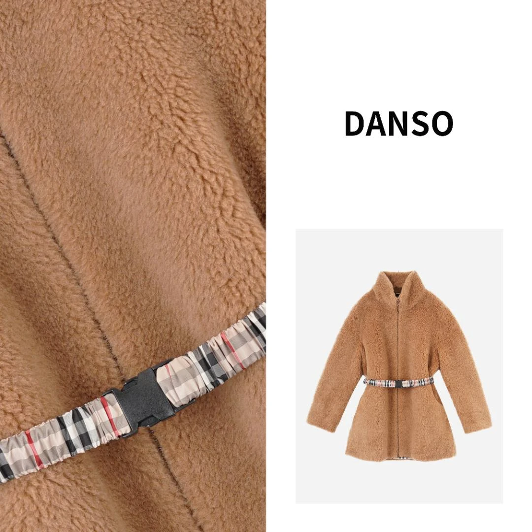 DANSO【阿尔掰大衣】热力感 立领羊羔绒款宽松毛呢大衣 SW0372