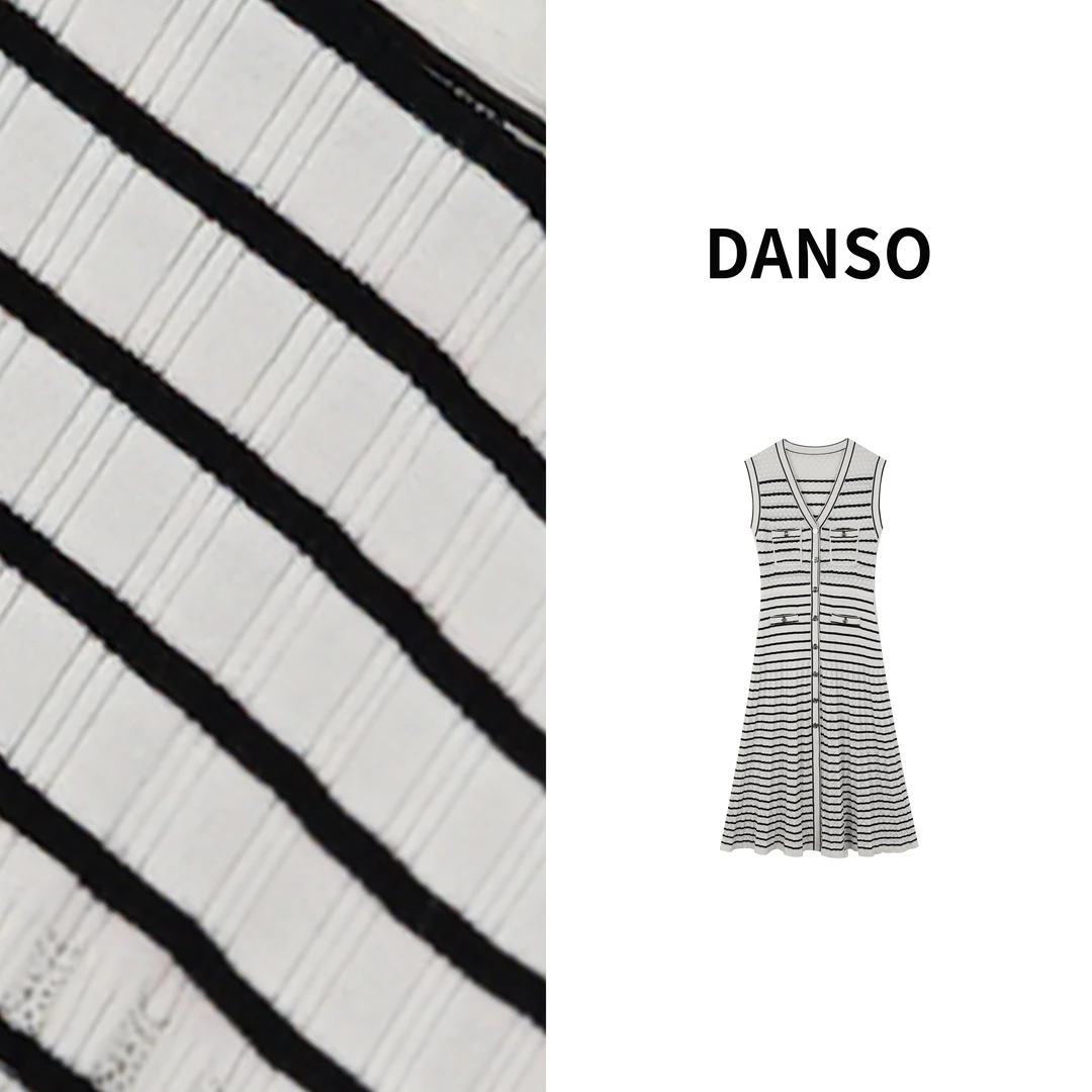 DANSO【三文鱼】玉美华夏季宽松针织时尚夏季连衣裙女YY0042