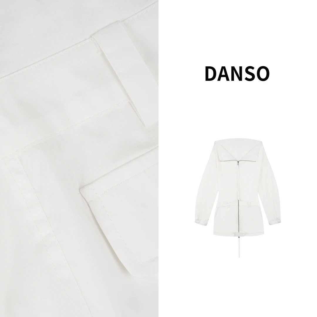 DANSO【设计师】玉美华夏季小众时尚气质一字肩白连衣裙女 BB2151