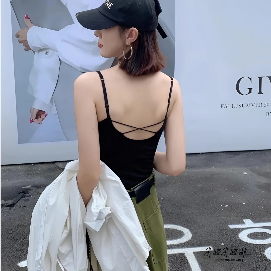 「冰冰凉」大码吊带背心冰丝弹力无痕果冻固定可拆卸美美背吊带