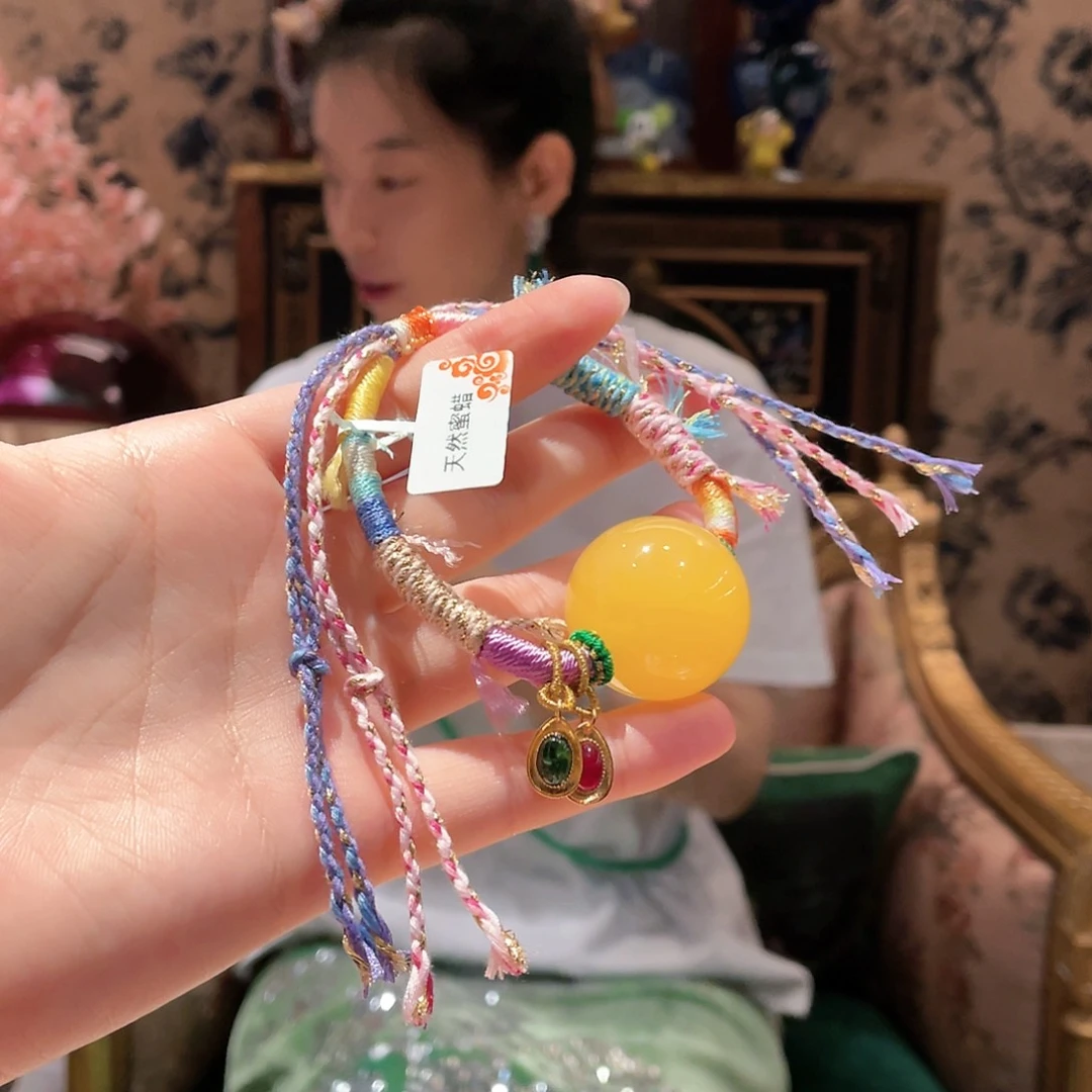 蜜蜡手绳18K金镶嵌手绳
