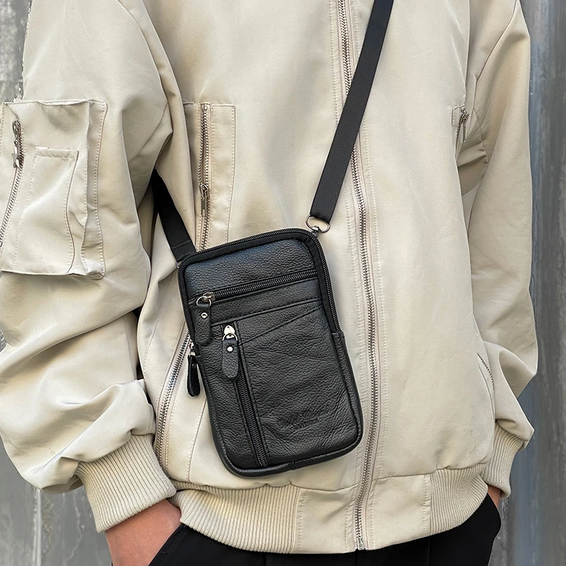 真皮斜挎包手机包男士随身轻便携挂脖子挂包小挎包迷你单肩包