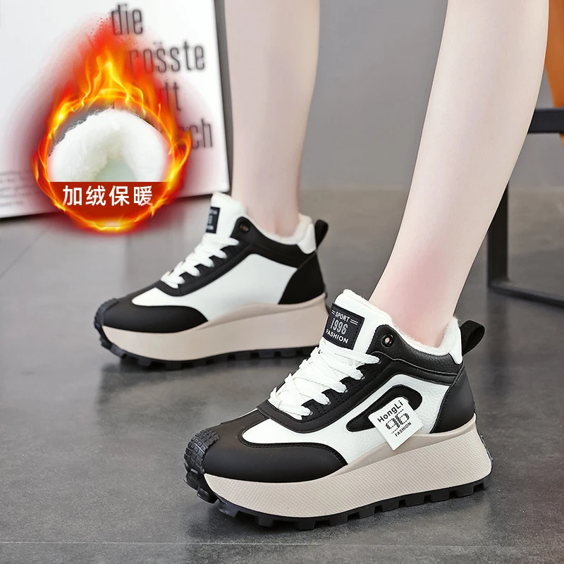 运动鞋女2024冬季新款韩版百搭时尚棉鞋女加绒加厚保暖搭子厚底潮