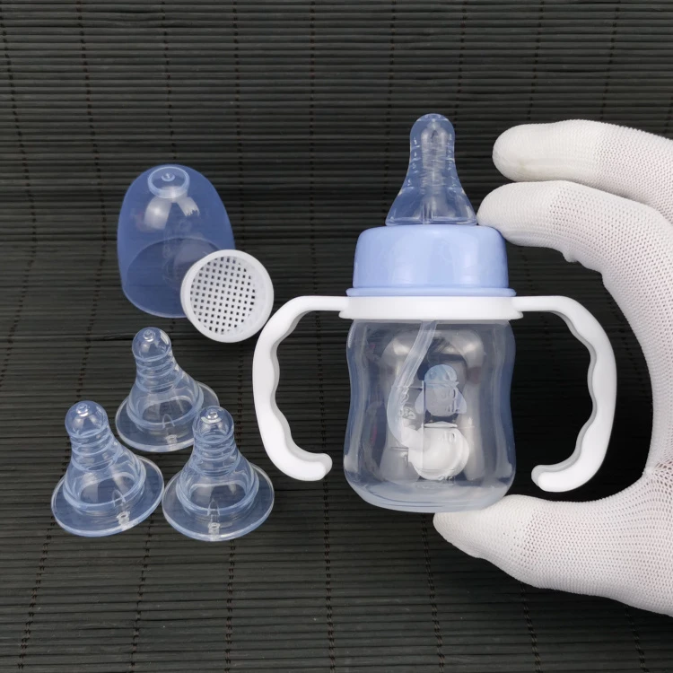 婴儿喝水迷你60ml宝宝小奶瓶食品级PP可水煮防摔手柄吸管硅胶奶嘴