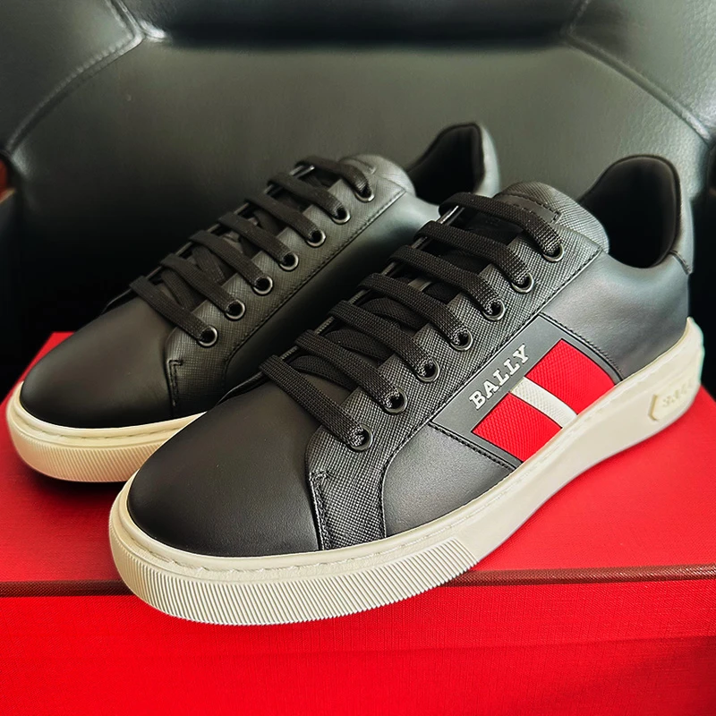 BALLY/巴利大码39码到47码鞋子男士男款板鞋黑色休闲鞋低帮条纹男