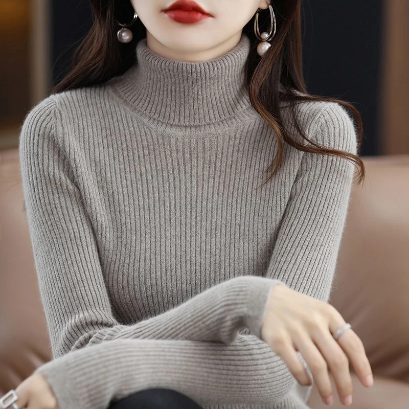 不起球配大衣的高领毛衣女秋冬新款修身加厚内搭羊毛针织打底衫女