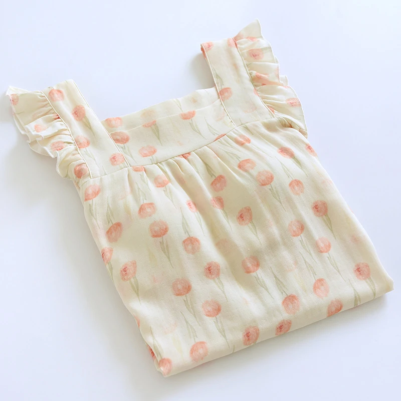 【A类】睡衣睡裙纯棉全棉薄款家居服套装竹纤维郁金香