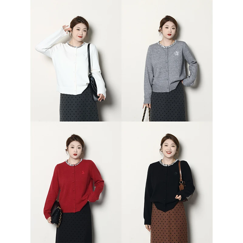 QC宣宣【美学意境】微胖大码女秋冬百搭显瘦休闲针织开衫ZY409Q41