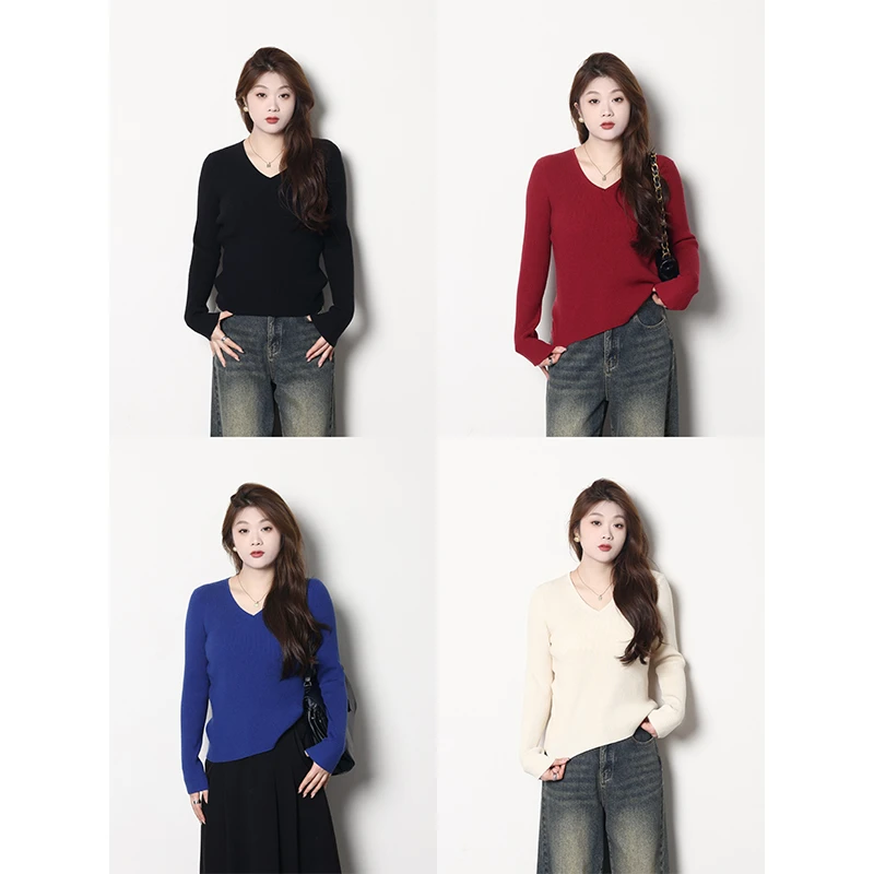 QC宣宣【回归舒适】微胖大码女秋冬百搭显瘦打底毛针织衫ZY410J12