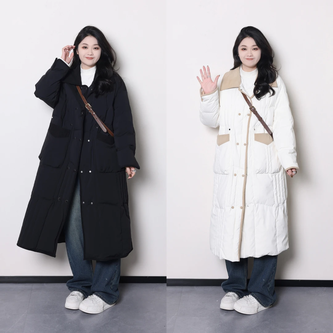 裂渡宣宣【北岛信物】微胖大码女冬季显瘦保暖拼接羽绒服 ZY306Q84