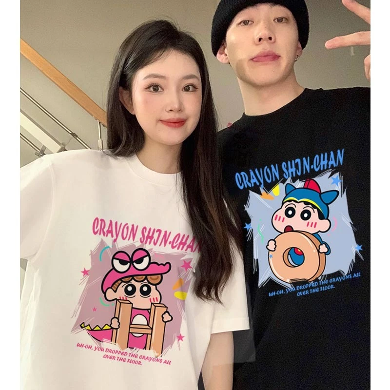 情侣装短袖t恤2025新款一男一女夏季潮牌高级感宽松纯棉情侣短袖