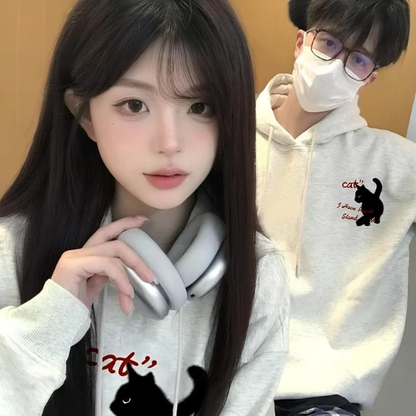 情侣卫衣2025新款一男一女春秋爆款连帽卫衣宽松韩版慵懒风情侣装