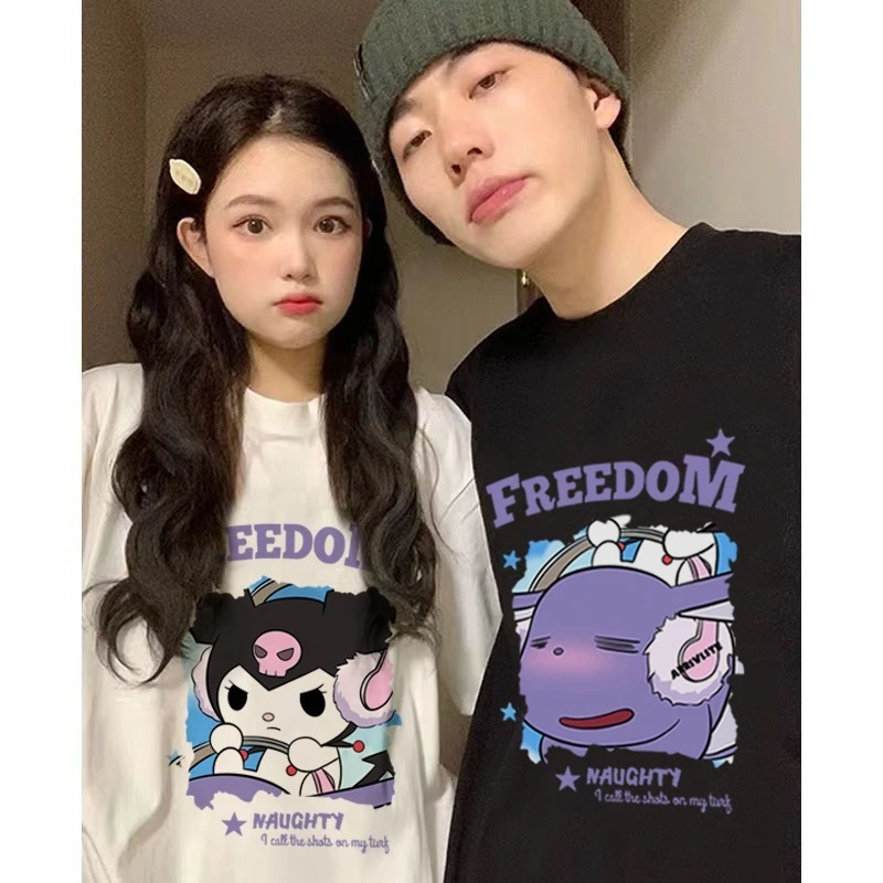 情侣装短袖t恤2025新款一男一女夏季潮牌高级感宽松纯棉情侣短袖