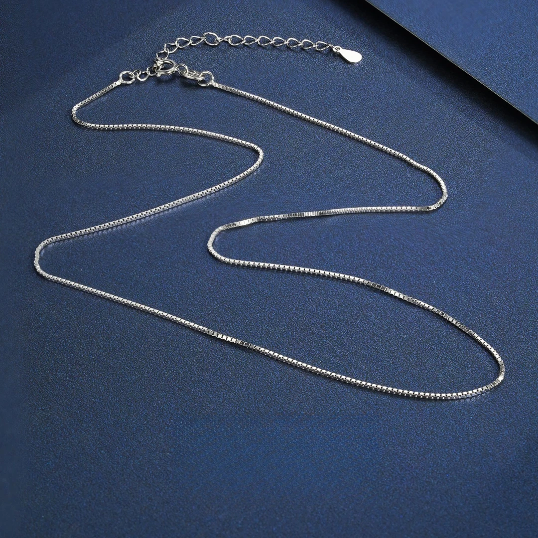 九乐 链子925银 盒仔链银项链小众简约长款个性素链女生碎银项链