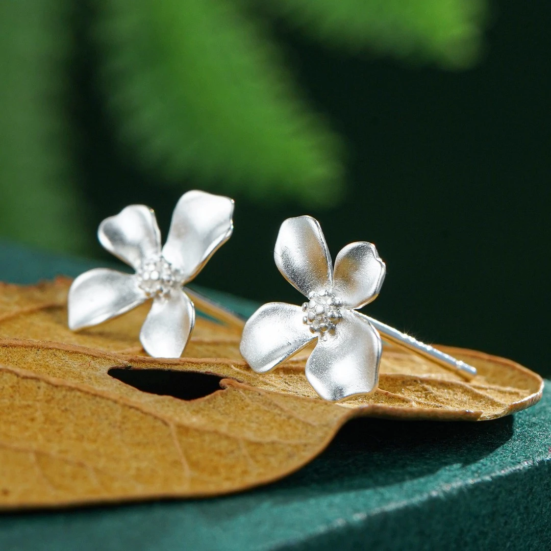 九乐 925银耳饰 小号花朵耳钉银饰简约灵巧小清新气质素款银耳饰A