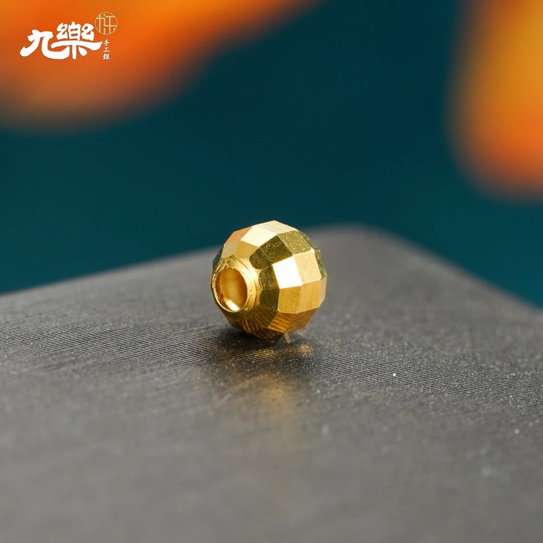 九乐 链子925银 镀金菱形镭射珠5N3颗光面简约时尚百搭配饰饰品