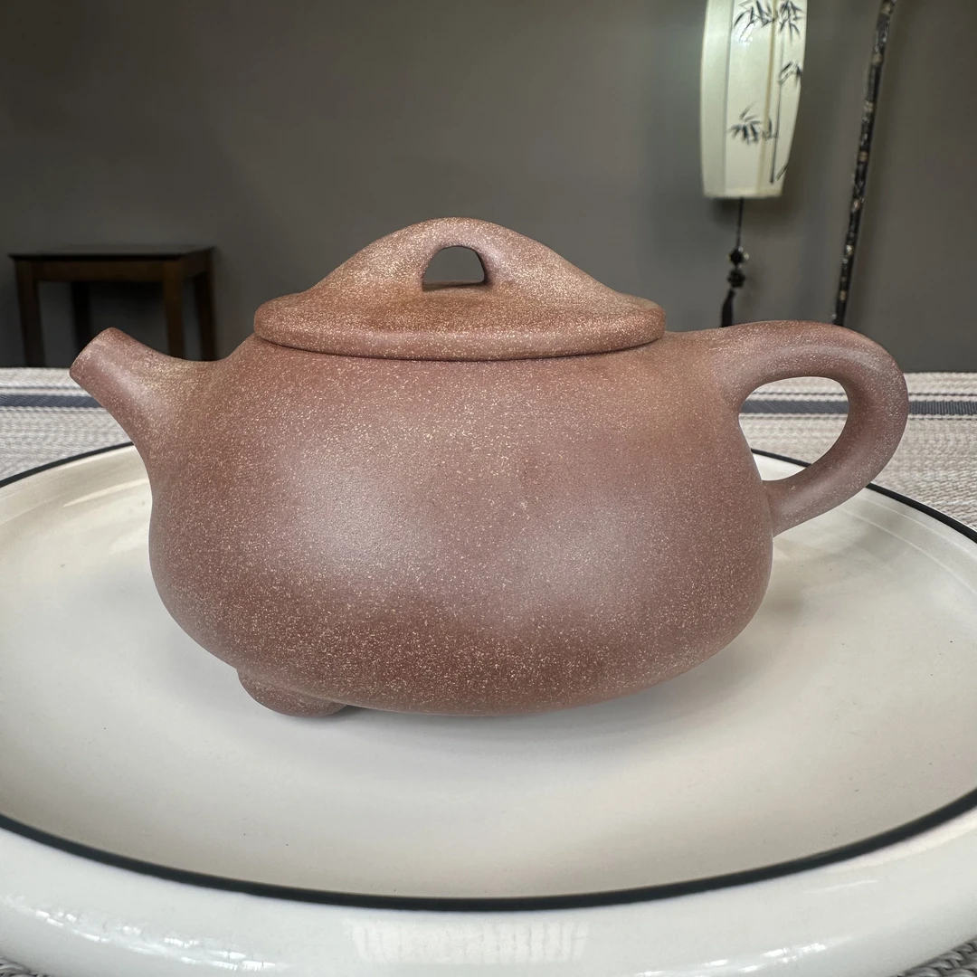 066宜兴原矿紫砂壶桃花泥景舟石瓢手工紫砂壶280cc
