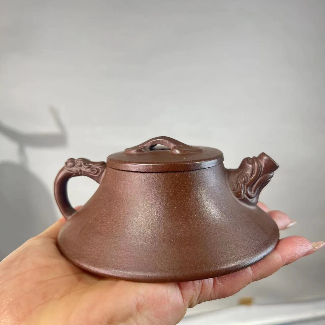 微瑕宜兴丁蜀镇高端精美龙尊曲瓢紫砂壶