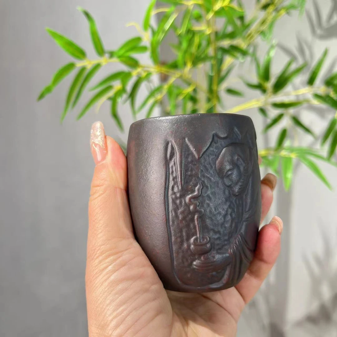 宜兴丁蜀镇高端精美刻绘达摩主人杯