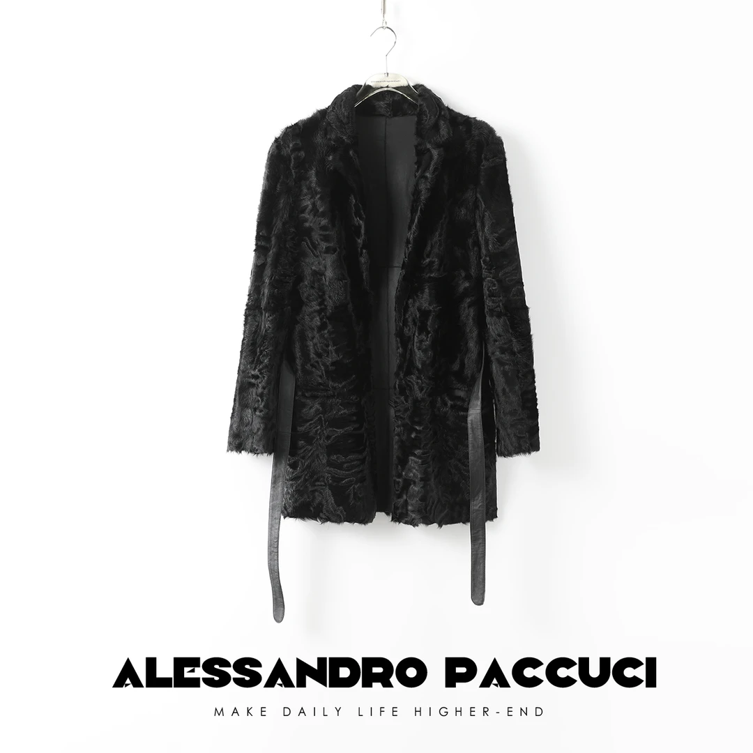 AP洛哥23898X 小湖羊波浪花纹皮草大衣