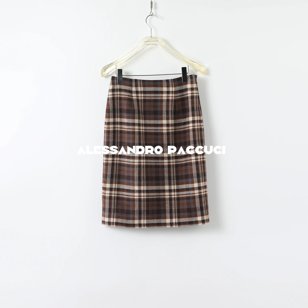 AP洛哥25710X【短款】羊毛英伦风复古格纹 开叉时尚百搭半身裙
