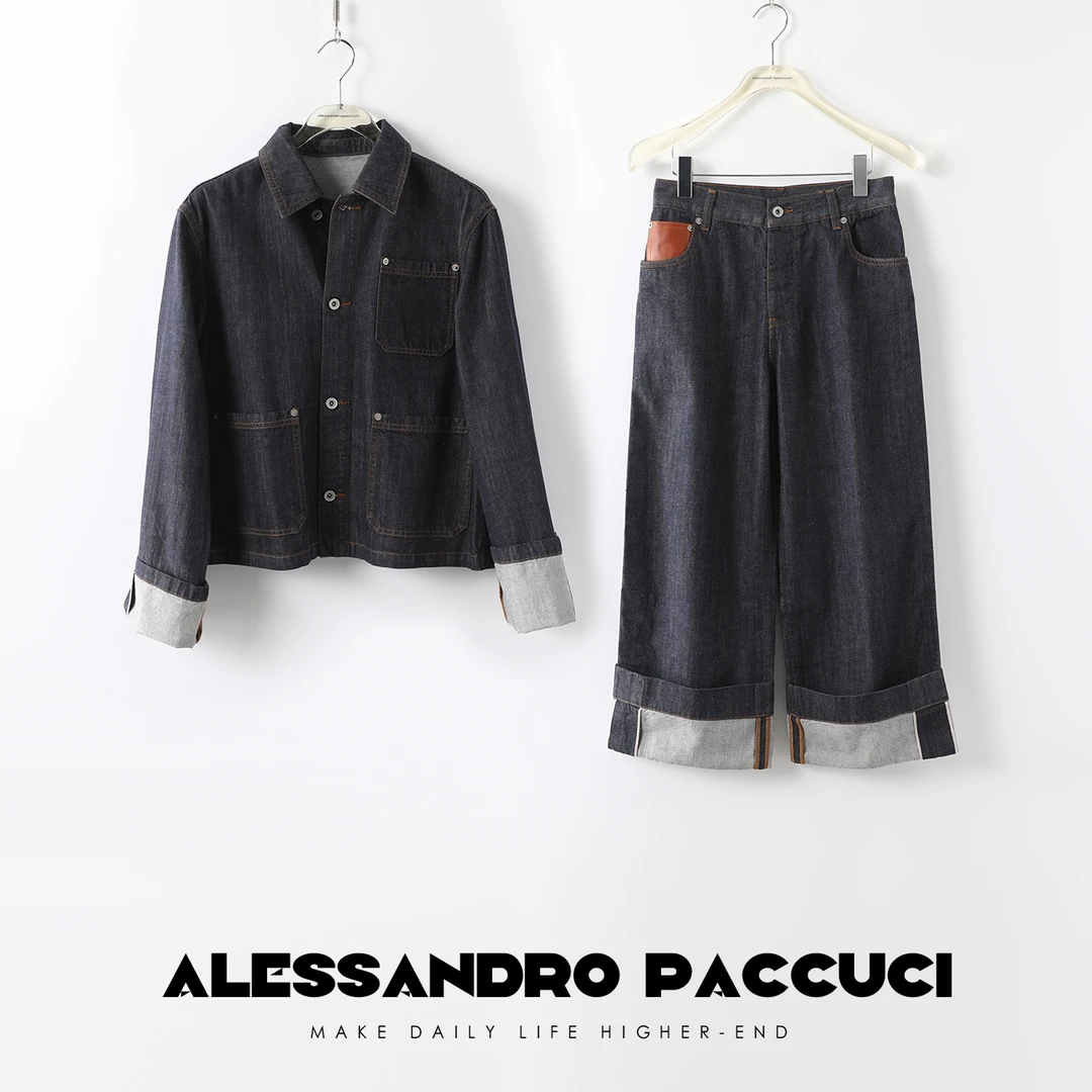 AP洛哥21940X精梳棉 不掉色赤耳红边牛仔女装