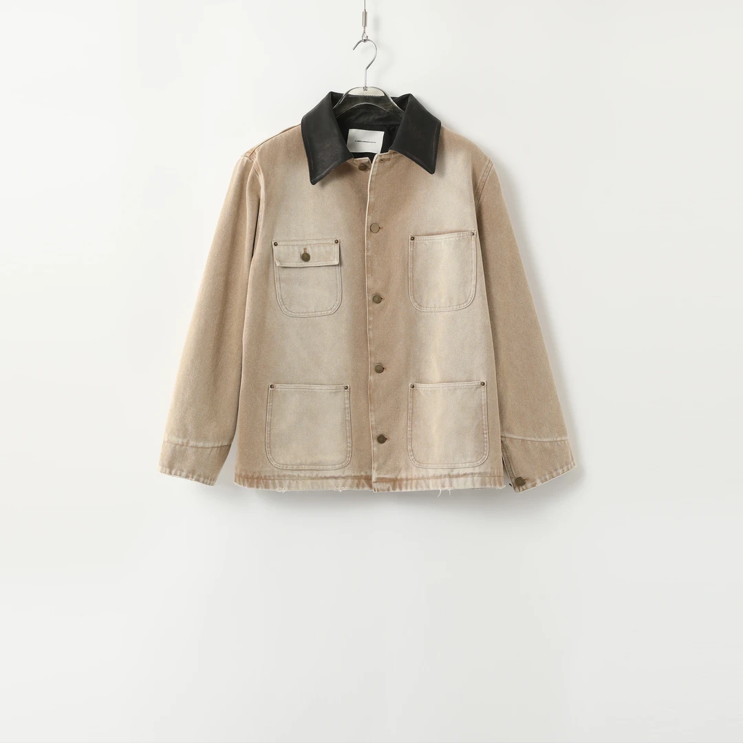 AP洛哥431021NW羊皮翻领中长款三色简约百搭休闲女士牛仔外套