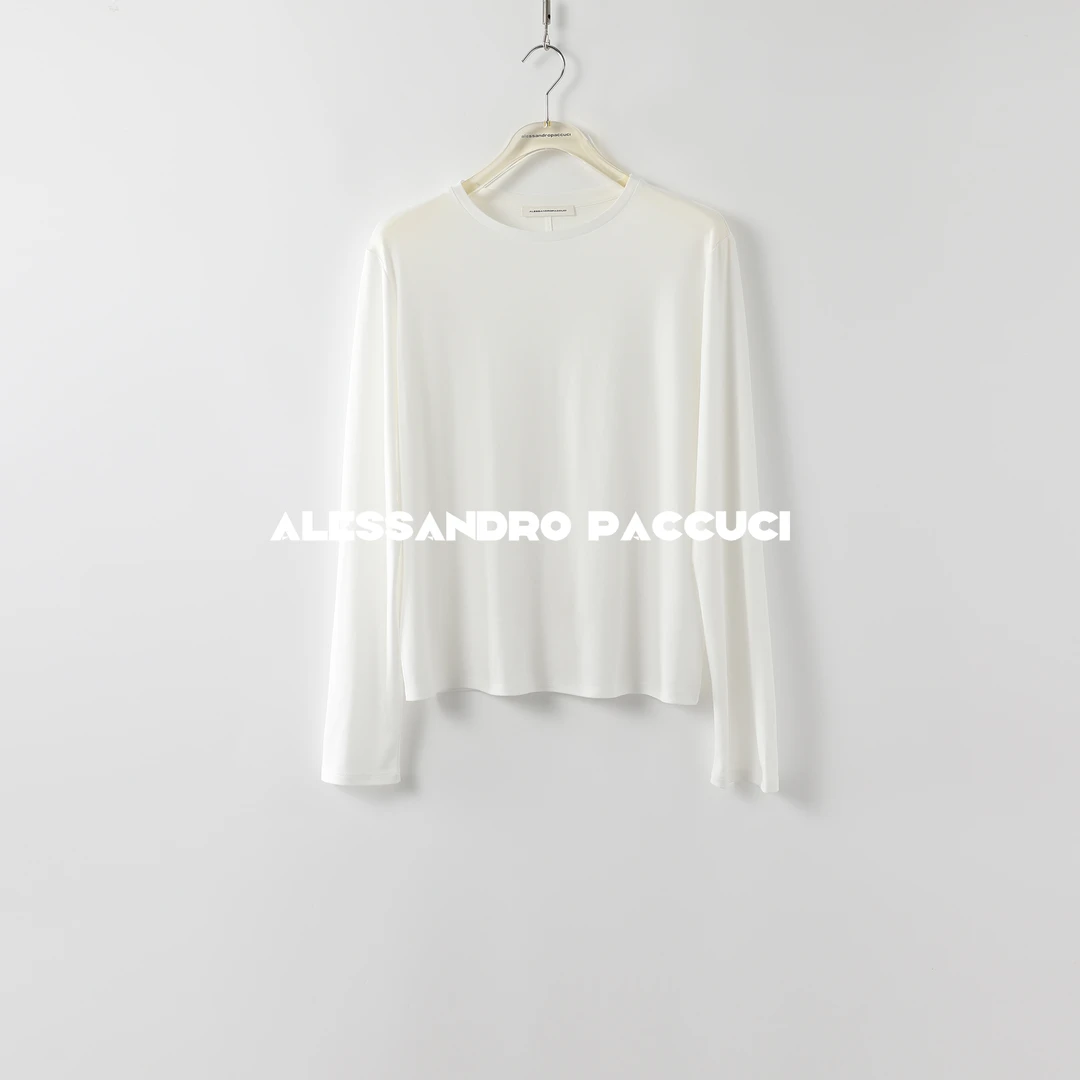 AP洛哥24117X 醋酸&长绒棉row风 纯色极简纯色长袖打底衫2024秋