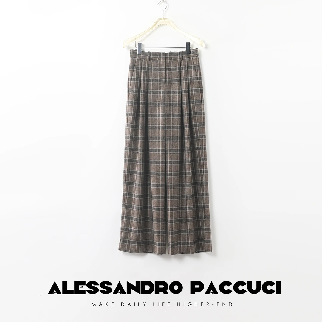 AP洛哥26747X    1oo羊毛 复古色织格纹 慵懒极简老钱阔腿休闲裤