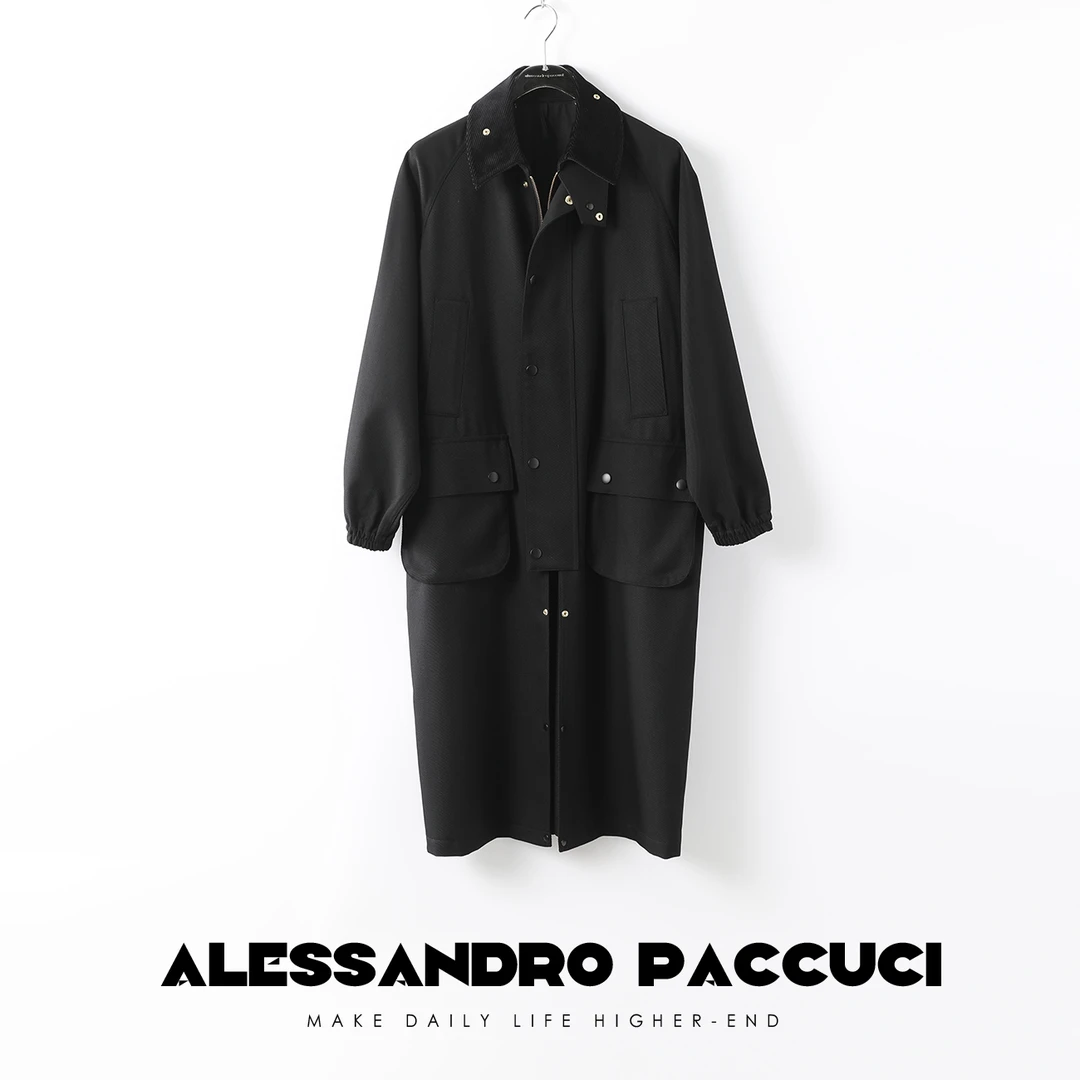 AP洛哥21465X羊毛醋酸多穿法小众工装风衣外套