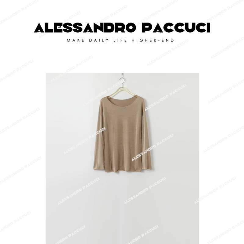 AP洛哥42028ST  柔软1OO桑蚕丝 透气性强落肩设计休闲简约圆领T恤